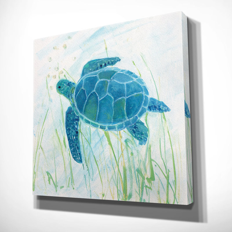 « récif tortue ii », peinture, H 24 po x l 24 po x P 1,5 po, Toile tendue