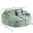 Full-compressed Curved Chaise Lounge Sofa With 4 Throw Pillows And 2 Cup Holders-614011705