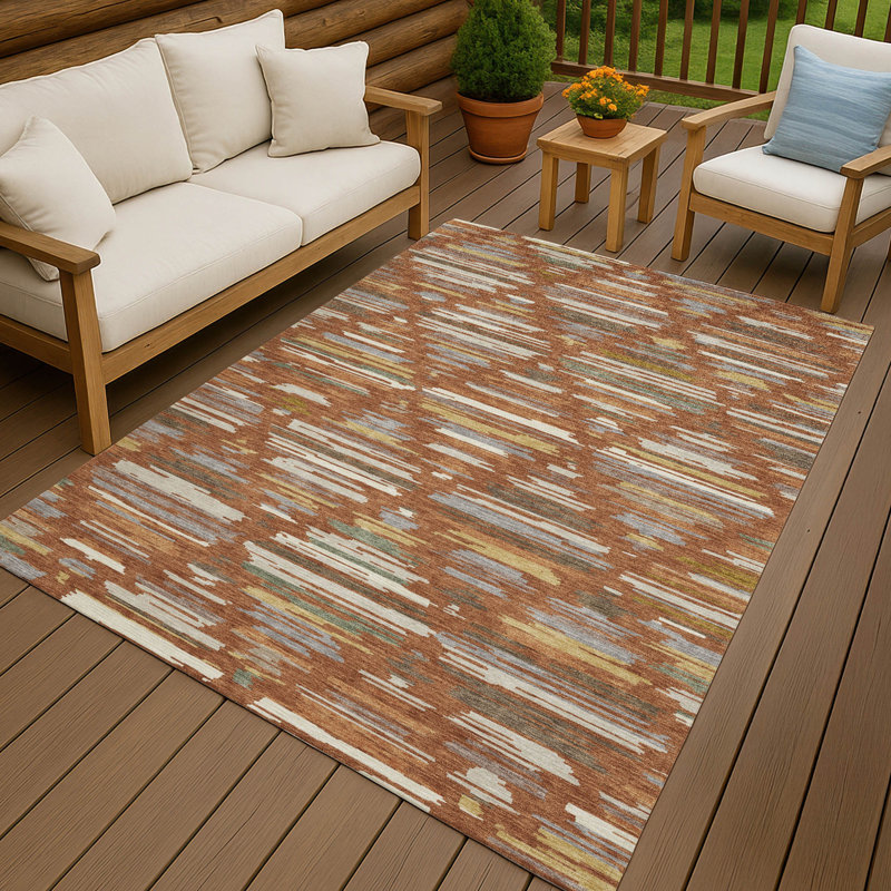 Machine Washable Indoor/Outdoor Chantille ACN2502 Southwest Rug, Paprika, 2'6" x 3'10"