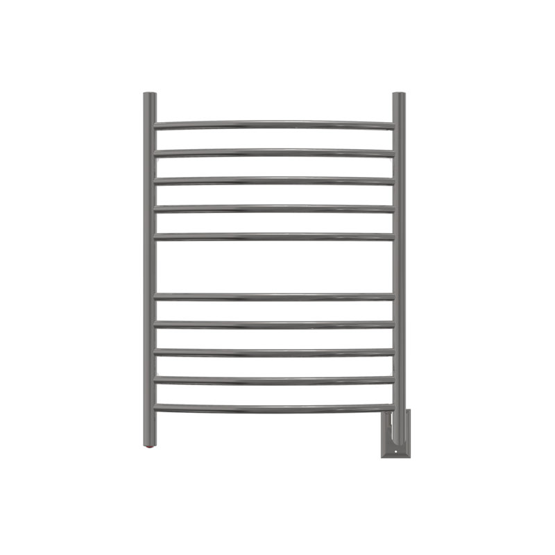 Wall Mount Radiant Curved Towel Warmer Hybrid Plug in/Hardwired, Polished