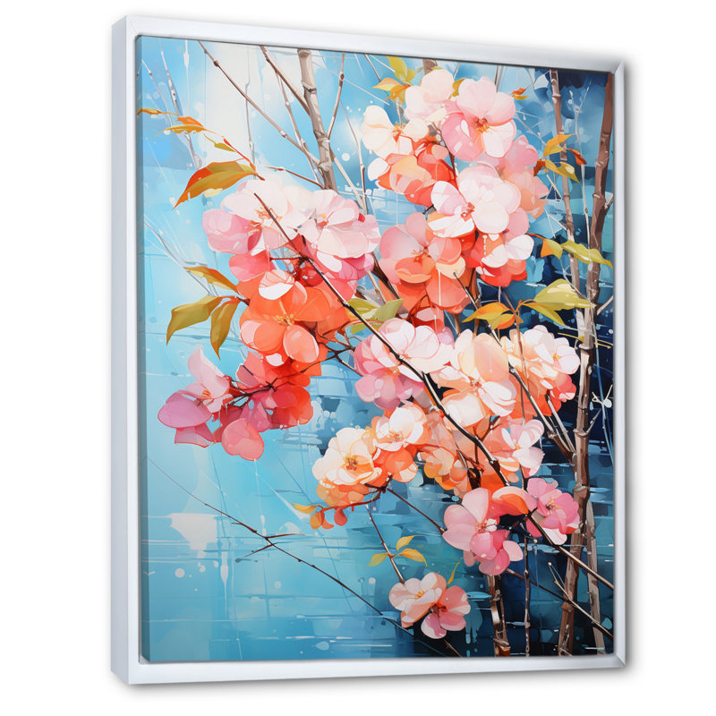 Coral Dreams I - Flowers, impression d'art mural, H 44 po x l 34 po x P 1,5 po, Cadre flottant blanc