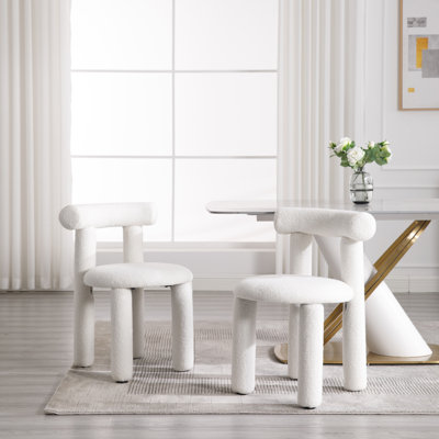 Belle chaise de salle à manger en laine d'agneau moderne avec dossier pour la salle à manger, le salon et le balcon