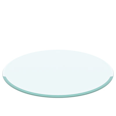 32" Round Tempered Glass Table, 2/5" Thick Beveled Edge, Smooth Surface, Wear - , Ideal For Office And Dining Areas Table Top, Thick, With Polished Great Business Tables