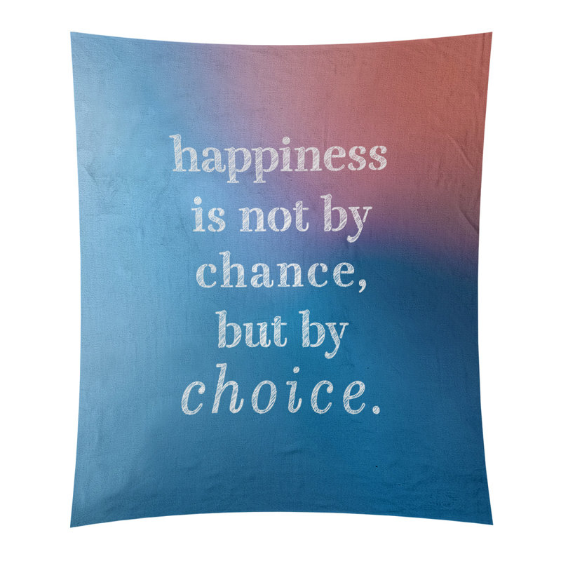 Tapisserie citation manuscrite en polyester, H 80 po x l 68 po, Bleu / Rose