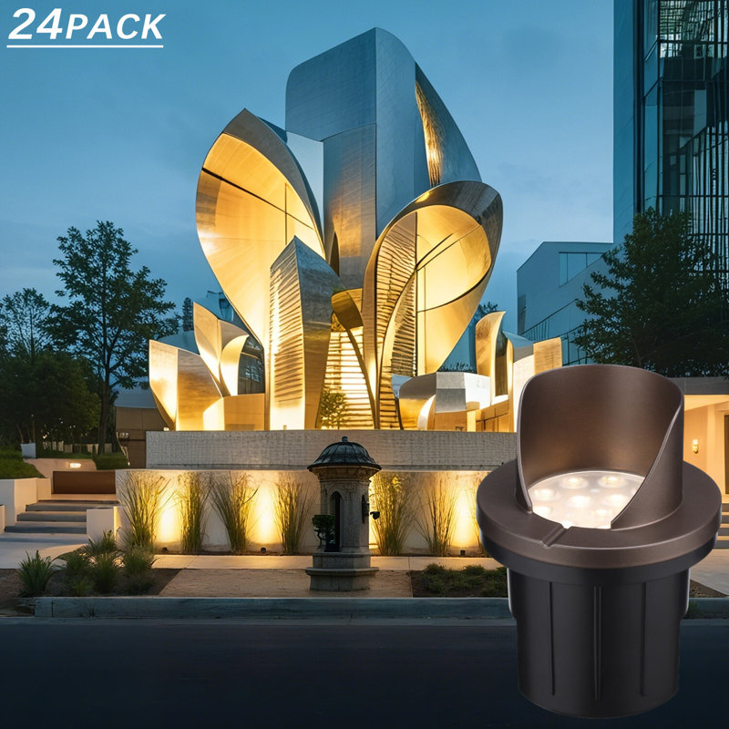 Commercial Grade LED In-Ground Well Lights, 6W Shielded Landscape Lighting, 3000K Warm White