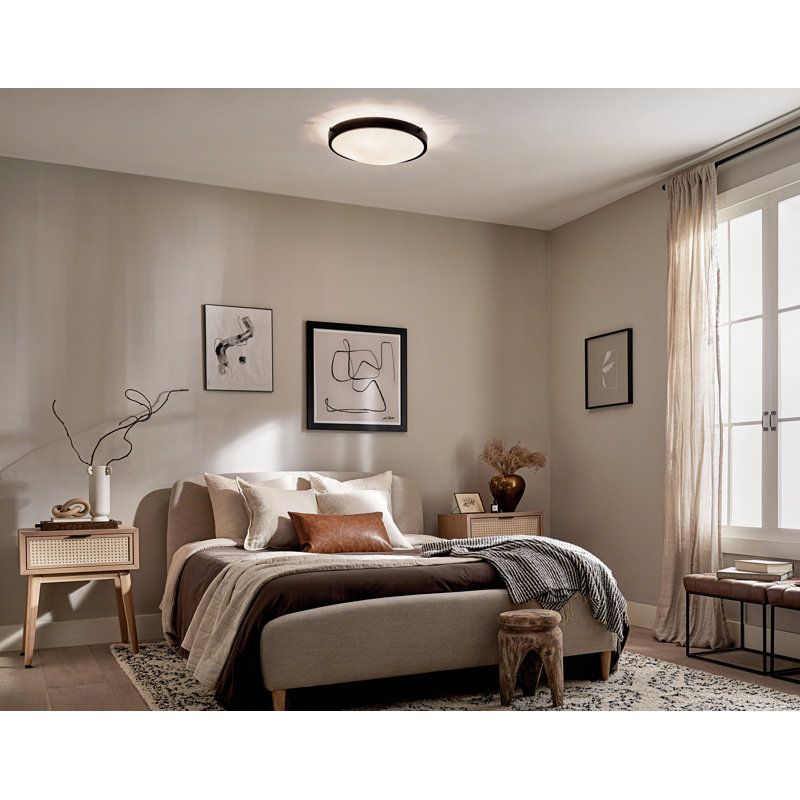 Glass Flush Mount, 5.5" H x 17.5" W, Black