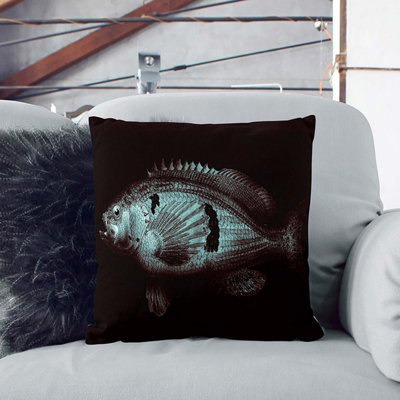 A Blue Fish Square Throw Cushion