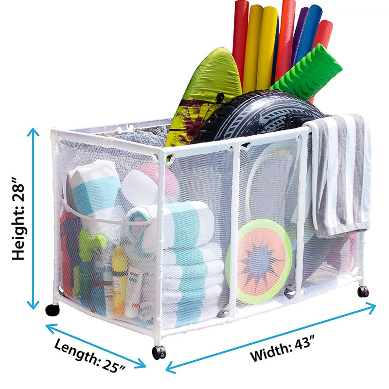 LoochMee 43'' W 1 Gallons Water Resistant Plastic Deck Box with Wheels, White