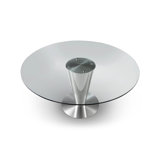 Breit Round Glass Top Metal Base Dining Table