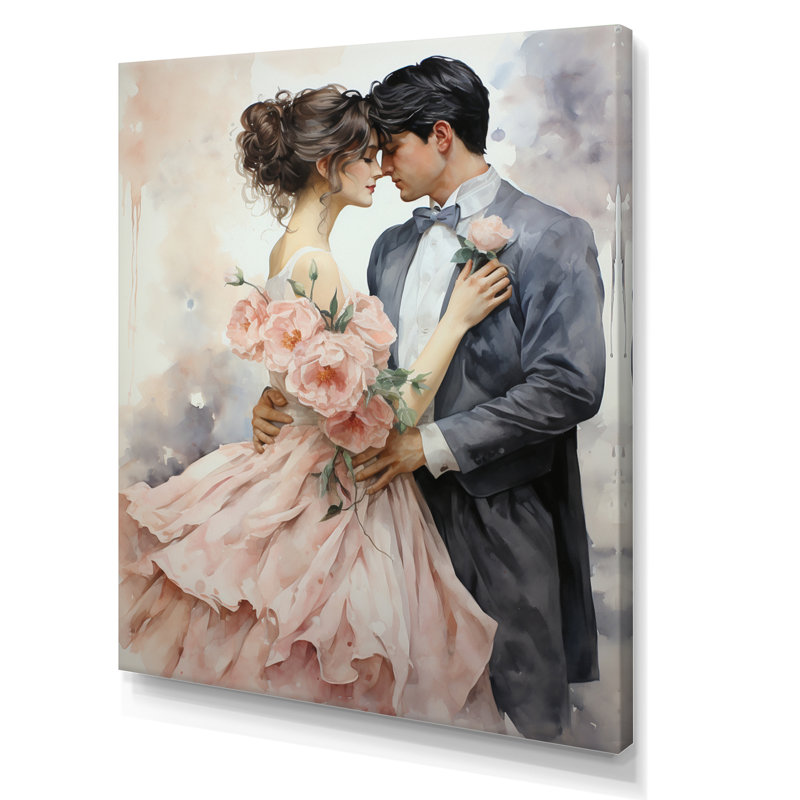 Couple de mariage - promesses délicates, H 40 po x l 30 po x P 1,5 po, Toile tendue