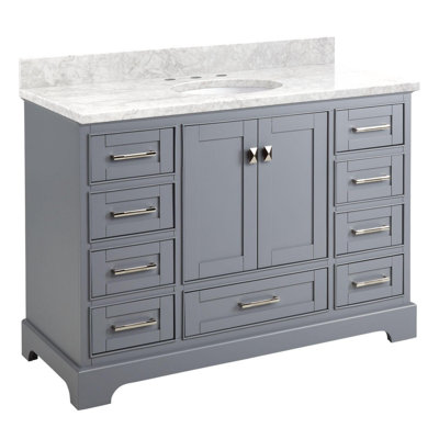 Quen 48"" Freestanding Single Basin Vanity Set with Cabinet, Vanity Top, and Oval Undermount Sink -  Signature Hardware, 480666