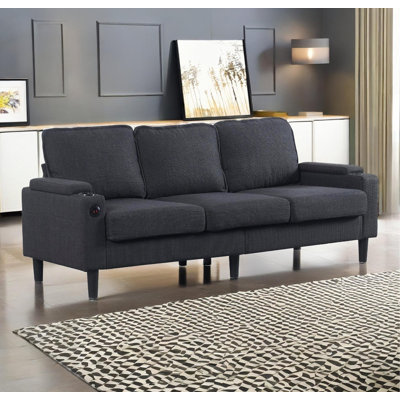 Canapé modulaire gris clair avec repose-pieds avec rangement - Canapé rembourré en forme de L pour les appartements et les pièces compactes