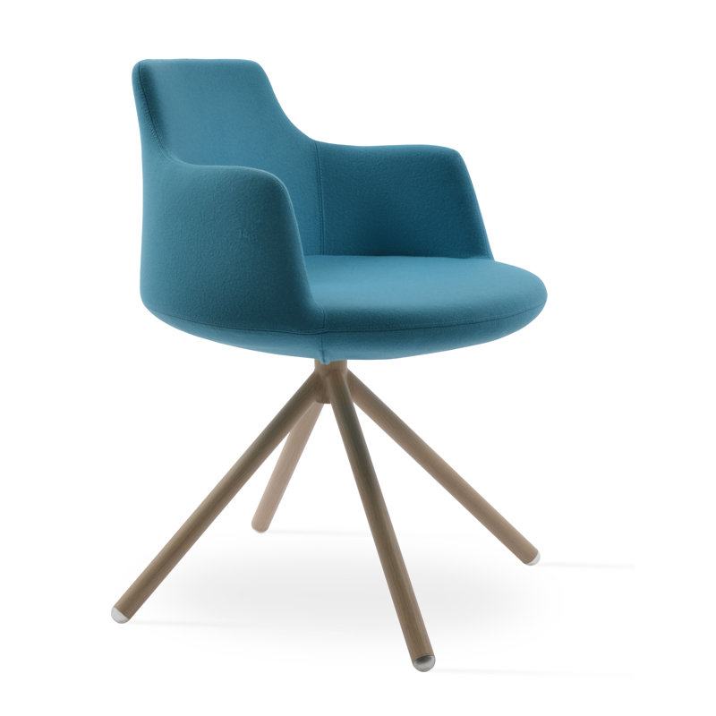 Chaise avec accoudoirs Dervish, Turquoise, Naturel