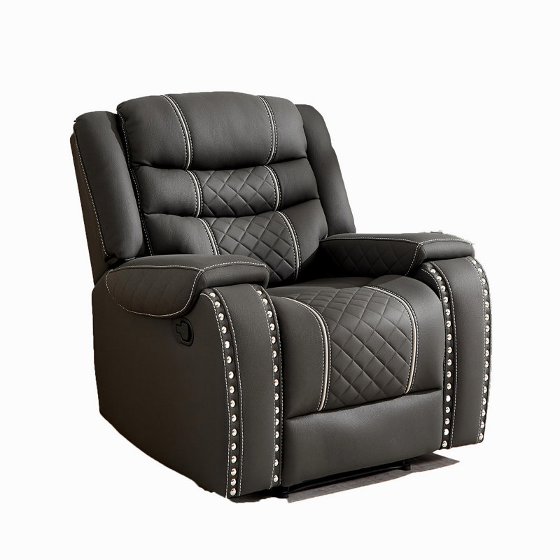 Fauteuil inclinable manuel en microfibre 1 place avec accoudoirs confortables et canapé simple à dossier pour le salon, noir