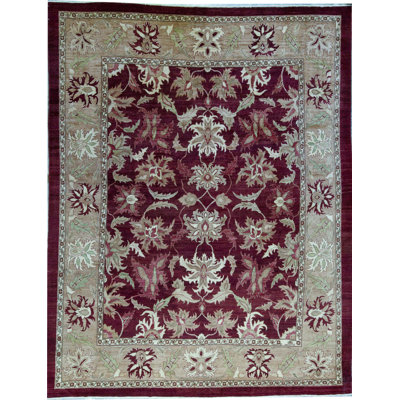 Hand-Knotted High-Quality Aubergine and Gold Area Rug