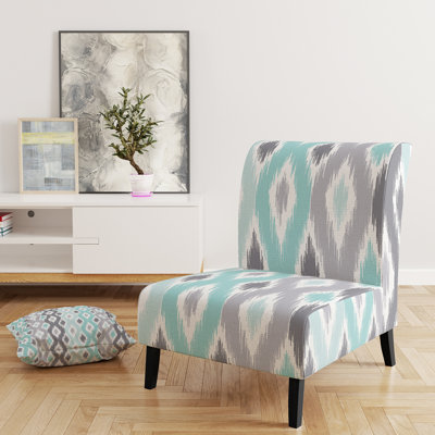 Fauteuil de chambre bleu et gris Ikat Ogee