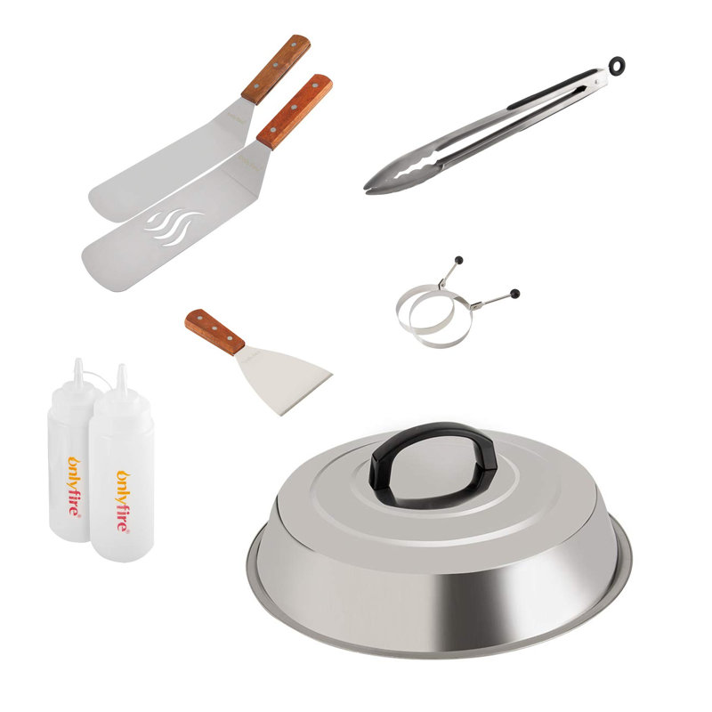 9-Piece Stainless Steel Griddle Accessories Set with Melting Dome