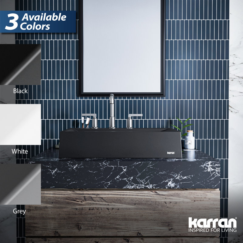Karran Envy 25 In. Quartz Rectangular Vessel Sink, Black