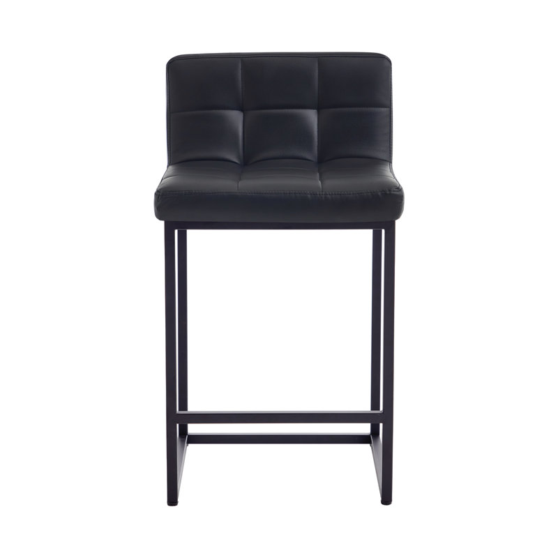 Ensemble de 1 tabouret de bar 24 po à hauteur de comptoir avec pieds en métal, Black