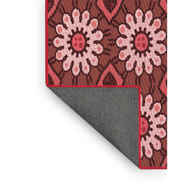 Tapis floral en laine rouge, Rectangle 8 pi x 12 pi