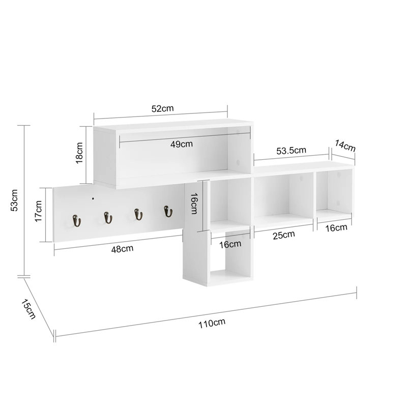 Wall 4 - Hook Wall Mounted Coat Rack