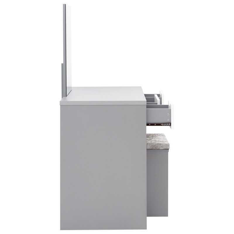 Derun Dressing Table with Mirror, Grey / White