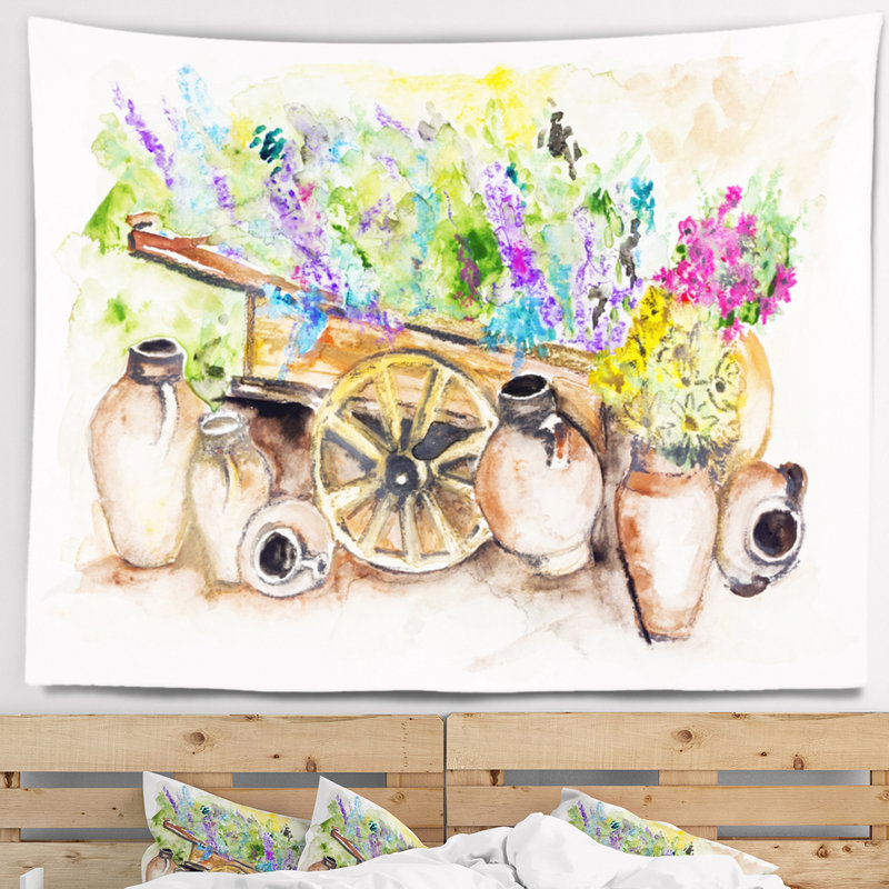 Tapisserie aux fleurs de lavande Floral, H 32 po x l 39 po
