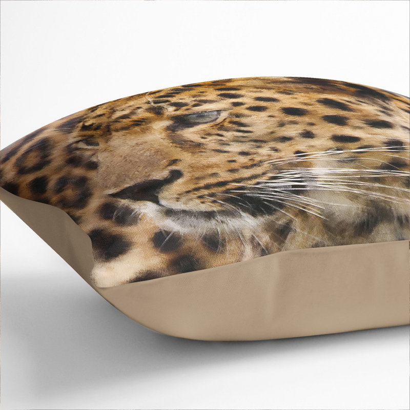 Leopard Vol.1 Square Throw Cushion, 40cm H x 40cm W x 15cm D, Stone