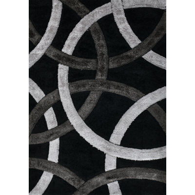 NYC Shag Performance Black Grey Area Rug