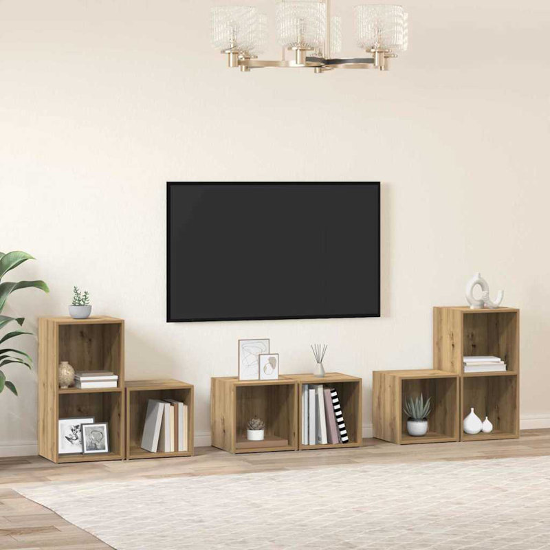TV Cabinet Set 6 Pcs 37 X 35 X 72 Cm, Artisan Oak