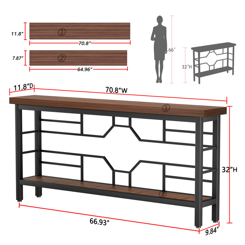 Entryway Table,Narrow Table,Entry Way Console Tables for Living Room,Foyer,Hallway,Unique Design, 32" H x 70.8" W x 11.8" D