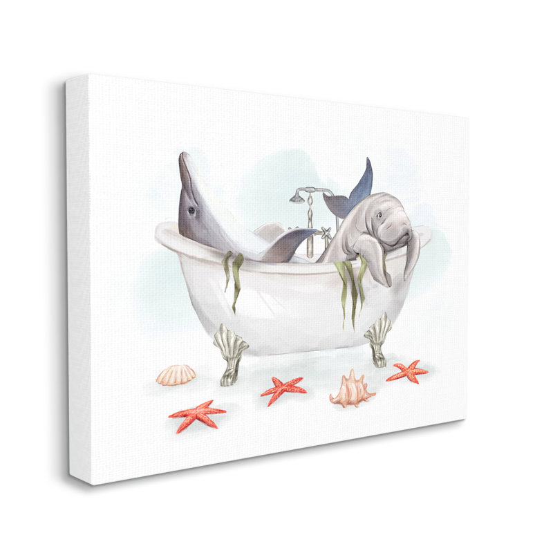 «Trinx Dolphin & Manatee Bathaign», art de la giclée encadrée par Ziwei Li, H 24 po x l 30 po x P 1,5 po