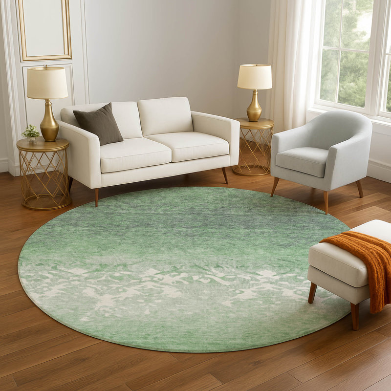 Premium Machine Washable Millbrook AMF1959 Damask Rug, Round 8'