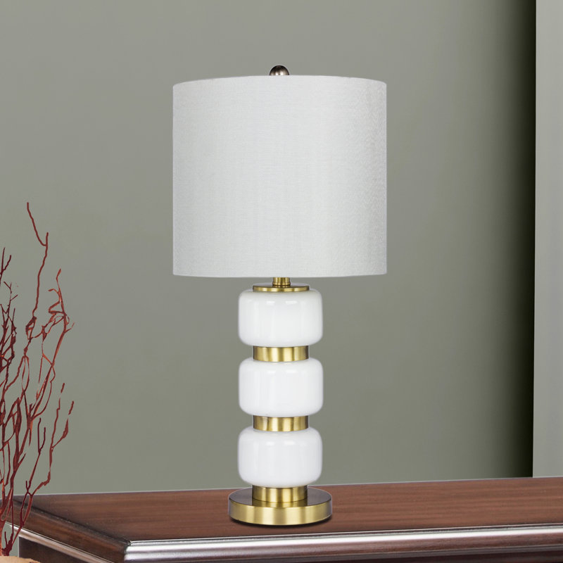 Rosati Table Lamp, Antique Brass/White Glass
