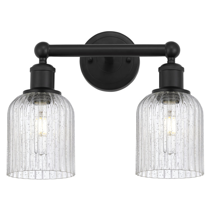 Abat-jour de salle de bain 2 lumières Edison Addeline 14 po, Grainé, Noir mat