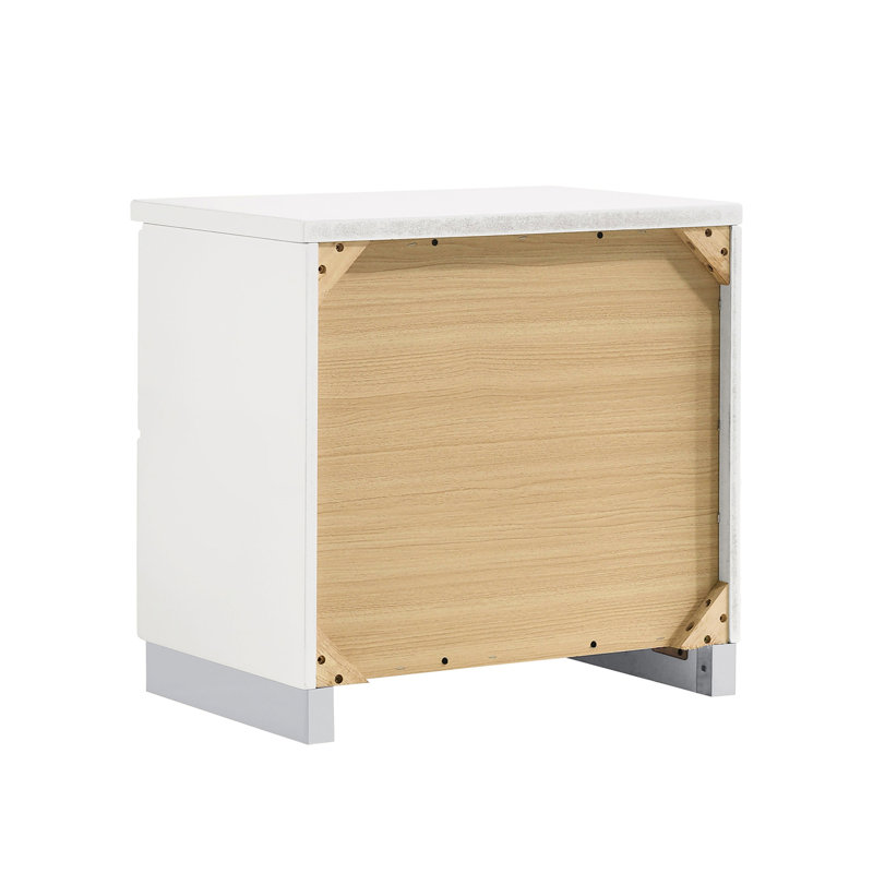 2 Table de chevet en poli blanc ultrabrillant - Rangement spacieux pour chambre à coucher Tiroirs doublés de feutre