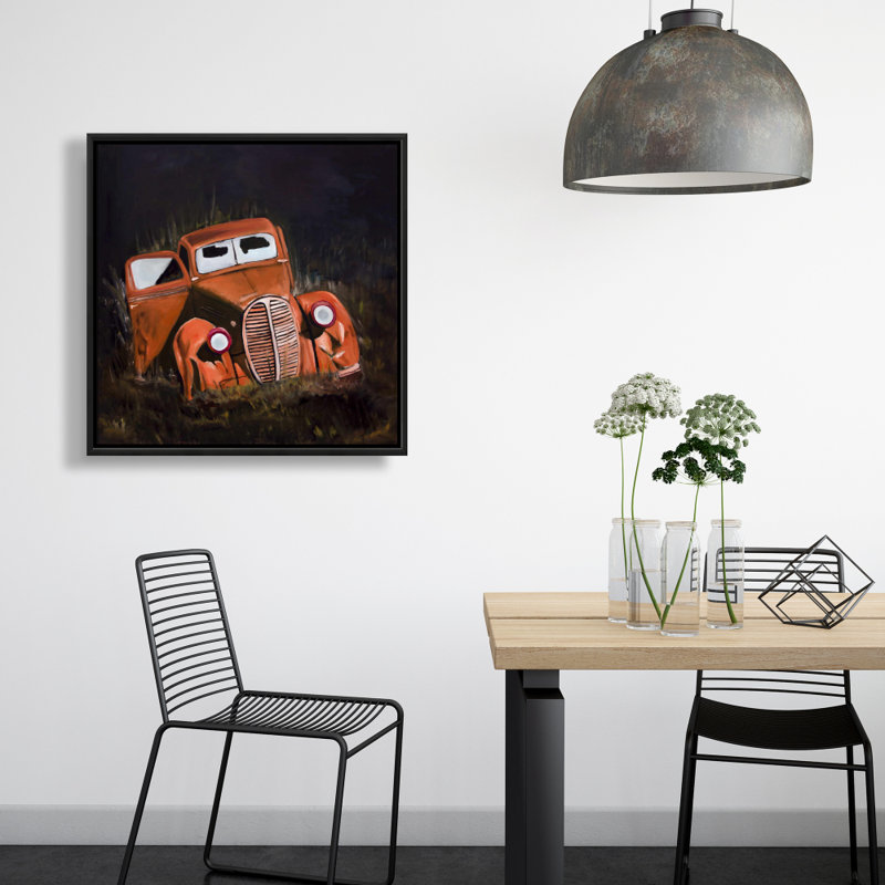 «Humpy Old Car By Night», reproduction sur toile, Toile encadrée noire, H 24 po x l 24 po