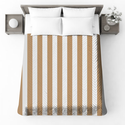 Motif de couvre-lit à rayures verticales beige