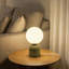 Lampe de table en bois massif de 25 cm de hauteur avec abat-jour globe en verre opale de 15 cm, intensité variable en continu de 0 à 100 %, douille E12, homologuée UL-1945729803-2090665762