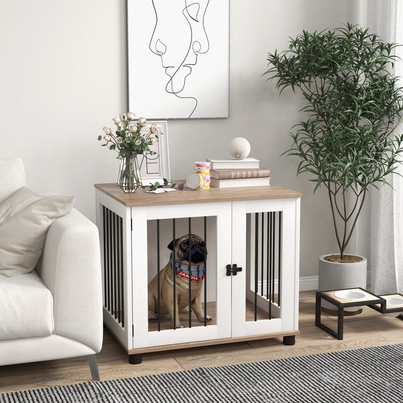 Cage pour chien d'appoint, chenil d'intérieur noyer brun pour petit et moyen, porte verrouillable pour animaux