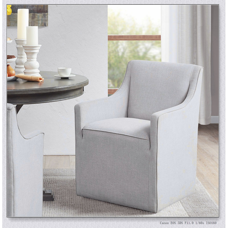 Fauteuil gris en polyester avec base rectangulaire