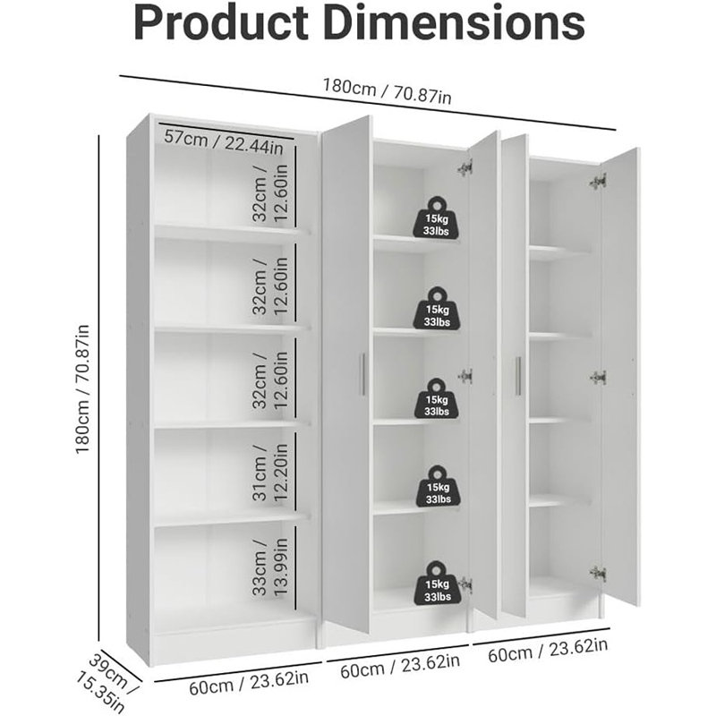 Armoire garde-robe avec garde-robe et garde-robe 6 pièces