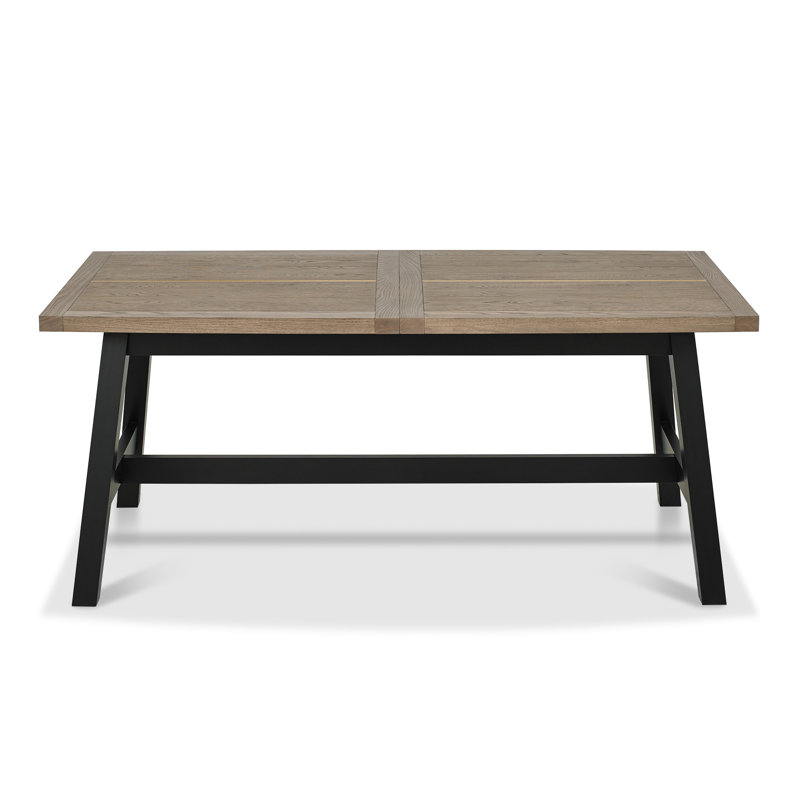 Mekela 94 cm Extendable Oak Rectangular Dining Table with Wood Base, Weathered Oak, Peppercorn