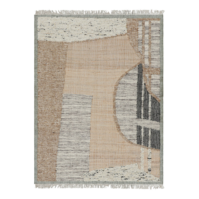 Rug & Kilim’S Flatweave Runner With Beige, Cream, And Black Geometric Patterns,  6'x8'