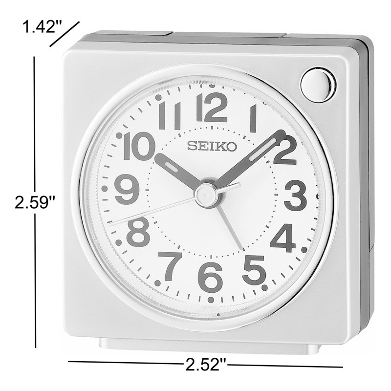 Fuji Black Square Plastic Analog Alarm Clock with Quartz Movement