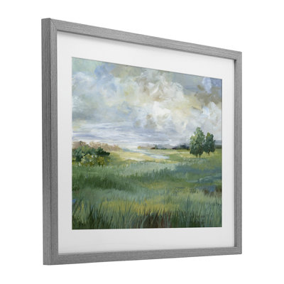 Idyllic Field at Dawn Framed Print Under Glass, design by Nan