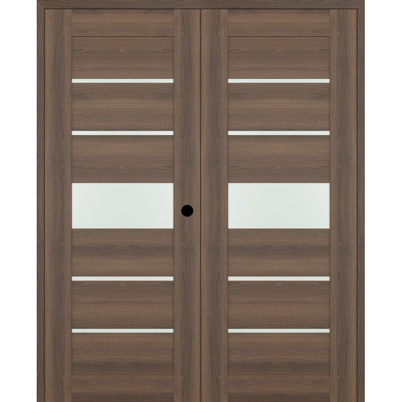 Portes françaises pré-finies en bois manufacturé à panneaux, 63,5 po x 95,24 po, Pacane, Gauche