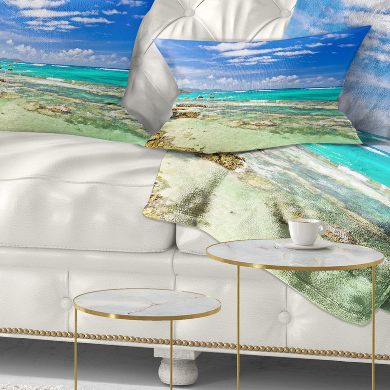 Coussin lombaire de plage tropicale seascape tranquil seychelles