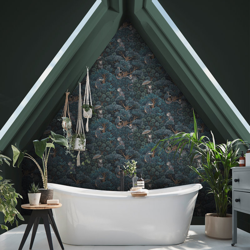 Graham & Brown Treetop Troop Emerald Wallpaper, Blue