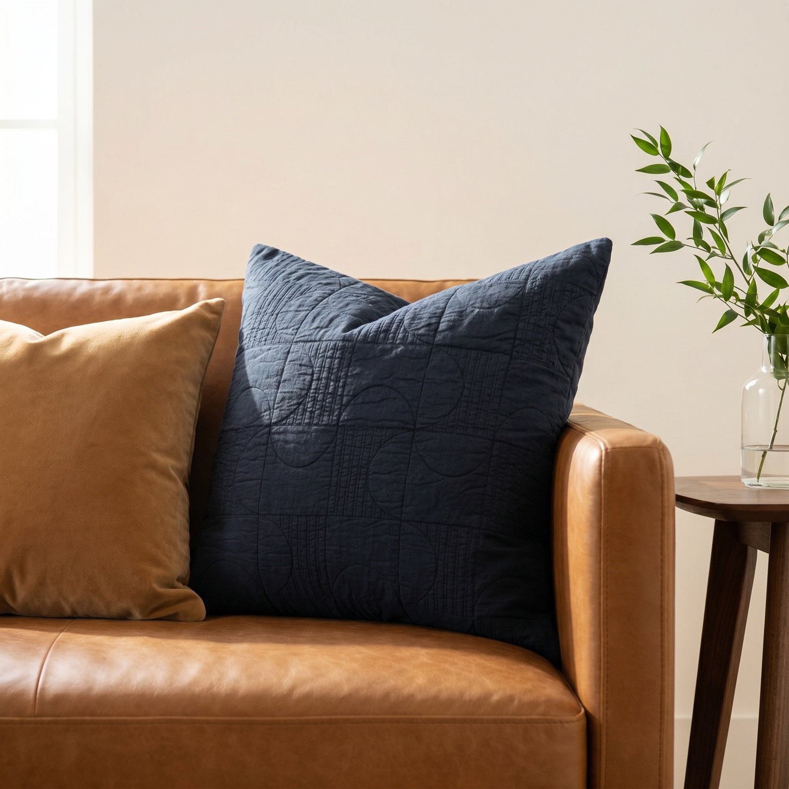 Genesta 20" x 20" Cotton Pillow Cover, Navy, Pillow Cover Only - No Insert